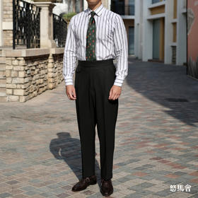 Stylbiella Cube 四经四纬强捻抗皱澳洲美丽诺羊毛深墨绿色意式工艺裤装