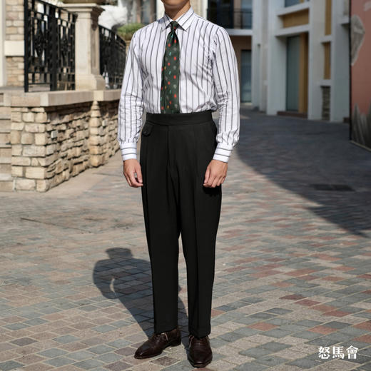 Stylbiella Cube 四经四纬强捻抗皱澳洲美丽诺羊毛深墨绿色意式工艺裤装 商品图0