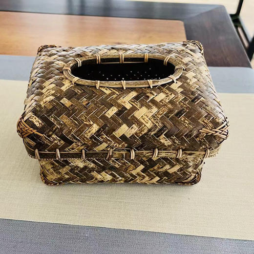 原色竹编纸巾盒 商品图0