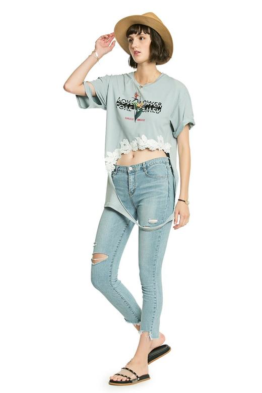 SUMMER & SAGE 蕾丝装饰镂空T恤 2867 商品图1