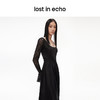 lostine cho 2023秋季新款设计师品牌醋酸蕾丝拼接不对称修身连衣裙 商品缩略图3