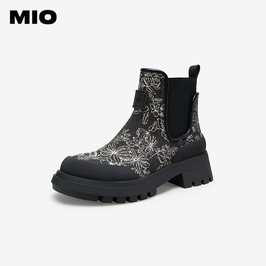 MIO米奥冬季新款靴子圆头中跟酷感厚底新中式切尔西靴女靴M235689509 商品图1