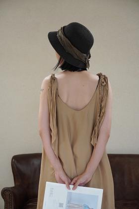 elsa esturgie 吊带真丝连衣裙棉纱衬里