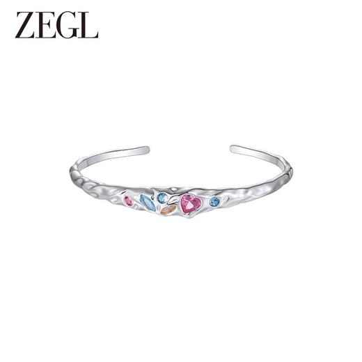 ZEGL设计师肌理系列彩色锆石手镯女手链轻奢小众精致手环开口镯子 商品图0