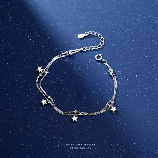 【星波】S925银小星星双层圆珠手链【YXS-L594】 商品图2