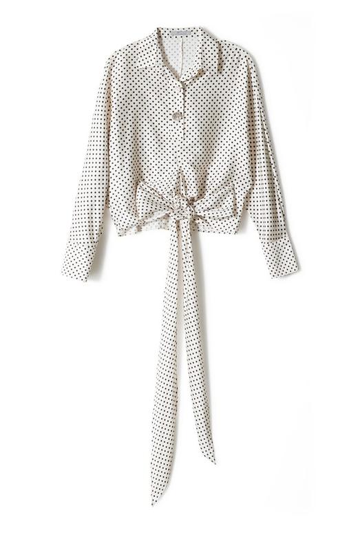 OCTAVIA 米色光泽感波点系带衬衣 7185 商品图4