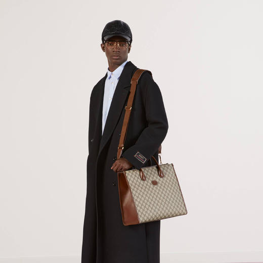 【二】GUCCI 古驰 男士互扣式双G中号托特包 混色 674148 92THG 8563 商品图3