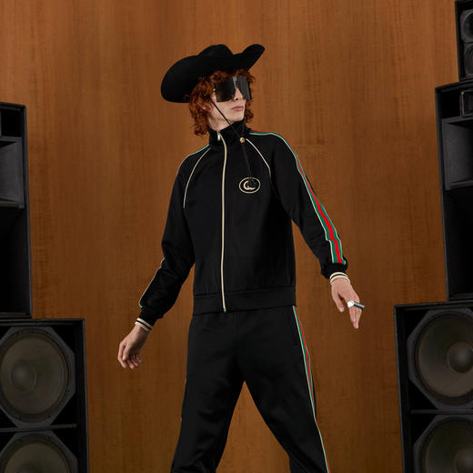 【一】GUCCI 古驰 男士平纹针织拉链夹克外套 黑色 696802 XJEES 1152 商品图1