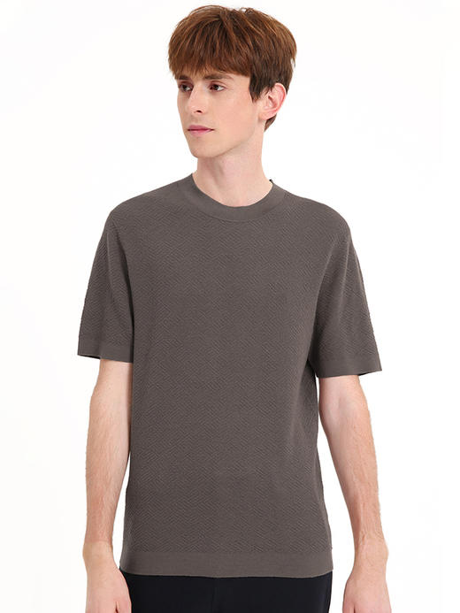 callisto松果褐全绵羊毛短袖针织衫
  FSKWS009C BR 商品图1