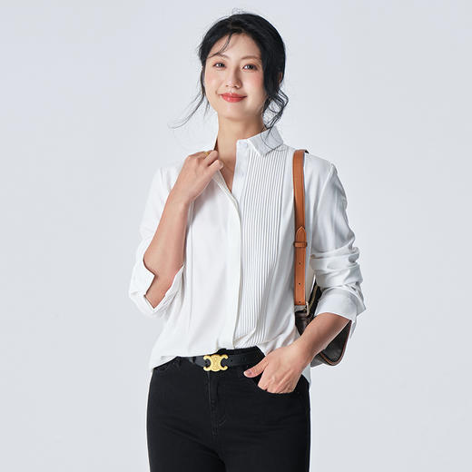 馥迦优雅风琴褶雪纺衬衫 商品图2