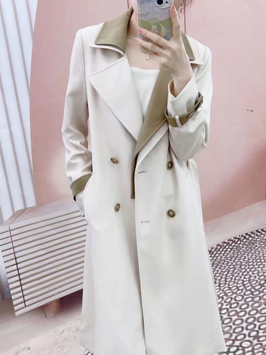 C6001         法式气质高端翻领双排扣收腰显瘦中长款风衣外套（特价不退换） 商品图4