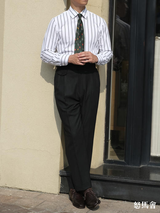 Stylbiella Cube 四经四纬强捻抗皱澳洲美丽诺羊毛深墨绿色意式工艺裤装 商品图2