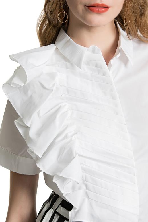 WEN&VI 白色不规则荷叶边上衣 715 商品图3