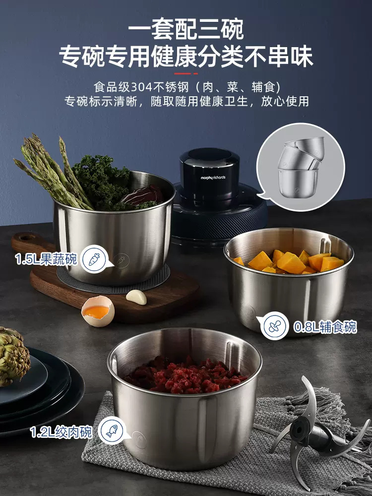 摩飞绞肉机家用电动料理机搅拌机碎肉机不锈钢辅食机肉馅机绞馅机