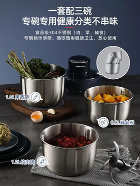 摩飞绞肉机家用电动料理机搅拌机碎肉机不锈钢辅食机肉馅机绞馅机