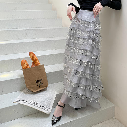 BeQueenStory【爱之泉眼星空裙】轻奢重工珠片刺绣仙气千层蛋糕裙 商品图3