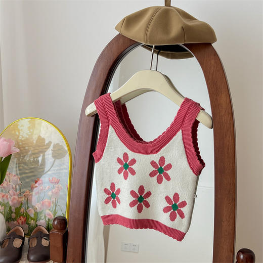 【新款花朵毛线马甲】秋季新款女童花朵毛线马甲女，宝宝针织衫，坎肩婴儿毛衣背心百搭lish 商品图5
