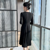 奢姿2024春秋季新款大码女装胸针装饰裙子胖妹妹气质V领连衣裙9933853106 商品缩略图3