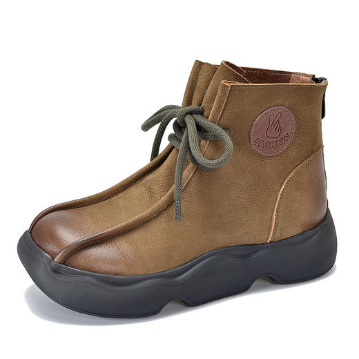 TN T62309-22真皮系带复古轻盈发泡平底短筒靴 商品图4