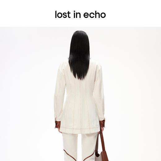 lost in echo设计师品牌复古小众西部风时髦撞色拼接收腰牛仔外套 商品图2