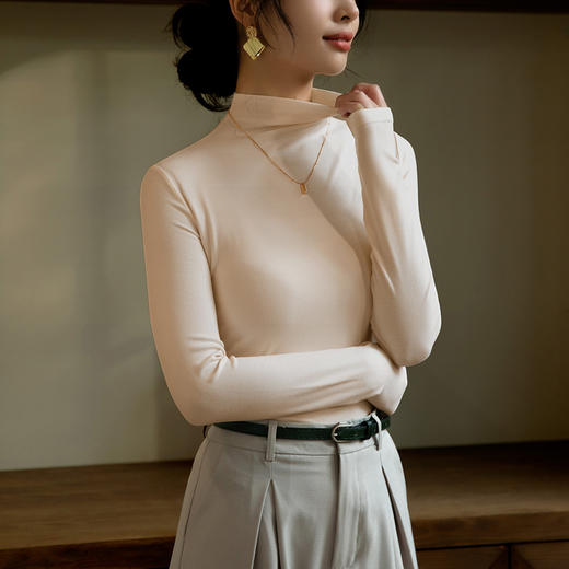 【螺纹半高领打底衫女】秋冬新款内搭保暖衣 韩版百搭显瘦长袖t恤 商品图6