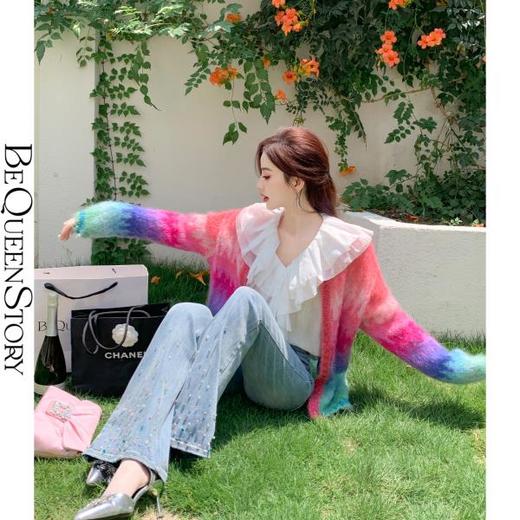 【孤品样衣，不退不换】【心愿彩虹】历时4个半月/3天出2件 马海毛彩虹钩花毛衣 商品图4