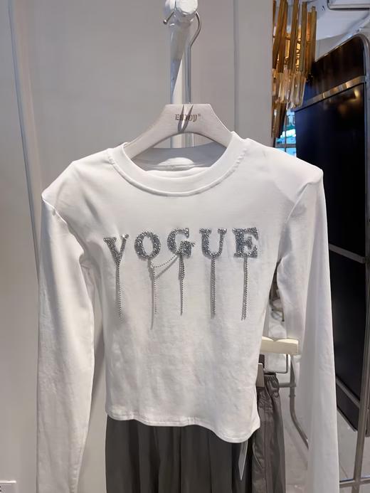 【门店同款】秋季钉钻流苏字母长袖T恤上衣 154099066 商品图0