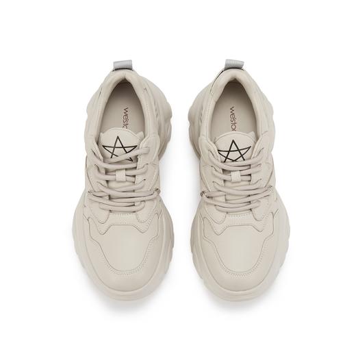 westory2023年秋季新款厚底高跟平跟舒适百搭小白鞋老爹鞋S23CM73891 商品图6