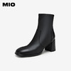 MIO米奥冬季新款时尚靴子方高跟简约大方酷飒中筒时装靴女M235601931 商品缩略图0