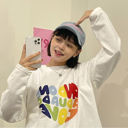 【纯棉字母印花长袖T恤】早秋宽松韩版百搭内穿打底衫 100%纯棉面料 商品图3