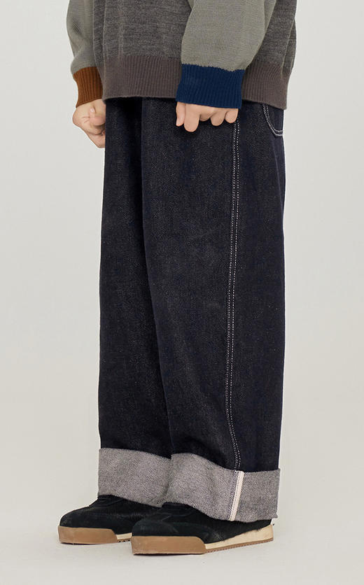 jnby  23年秋款  宽松直筒牛仔卷边七分裤  1N9E10590 商品图4