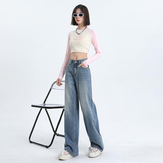 Ailan爱岚阔腿牛仔裤 商品图6