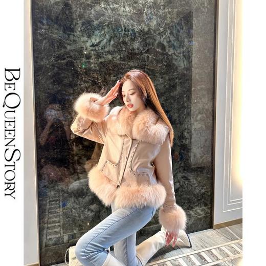 【大货孤品，不退不换】【雪国之恋】轻奢棉羊皮进口狐狸毛领90白鹅绒羽绒服秋 商品图2