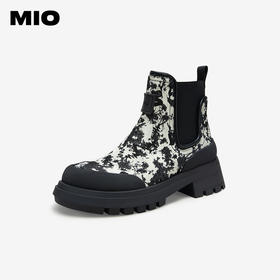 MIO米奥冬季新款靴子圆头中跟酷感厚底新中式切尔西靴女靴M235689509