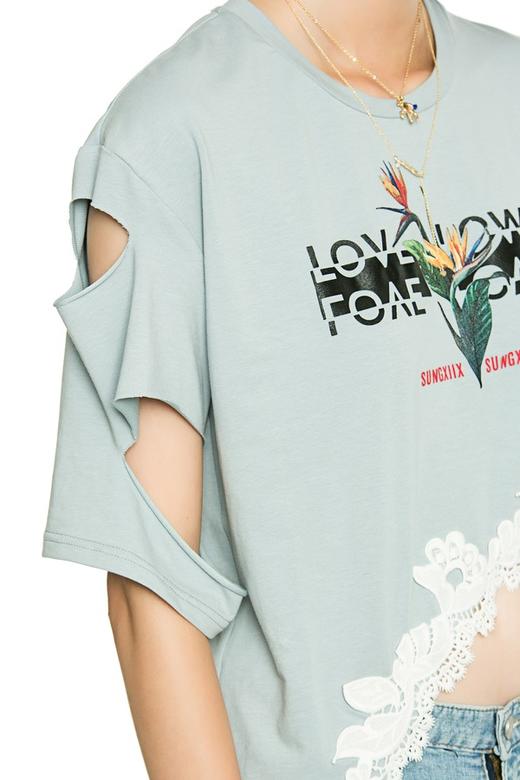 SUMMER & SAGE 蕾丝装饰镂空T恤 2867 商品图4
