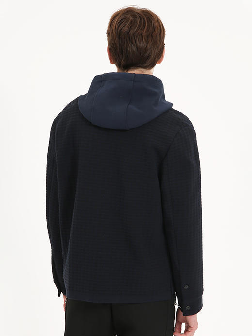 callisto藏青针织千鸟格羊毛混纺夹克外套 FSFEJ039C NA 商品图2