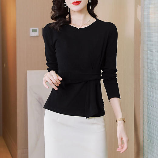 SMZ9772 别致小众长袖上衣女内搭2023秋冬打底衫可外穿收腰独特显瘦t恤潮 商品图3