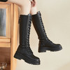 西遇骑士长筒靴女新款秋季英伦朋克绑带厚底马丁靴不过膝长靴D2033857 商品缩略图0