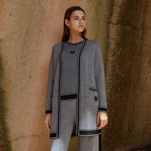 【纯羊毛针织开衫外套】23秋冬新品女士100%羊毛薄款中长款针织外套 商品图0