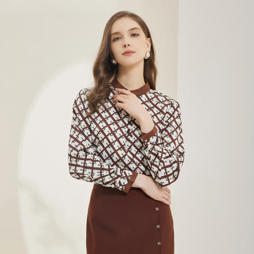 NG252斯尔丽瑟俪2023秋季新款小立领法式浪漫衬衣 商品图0