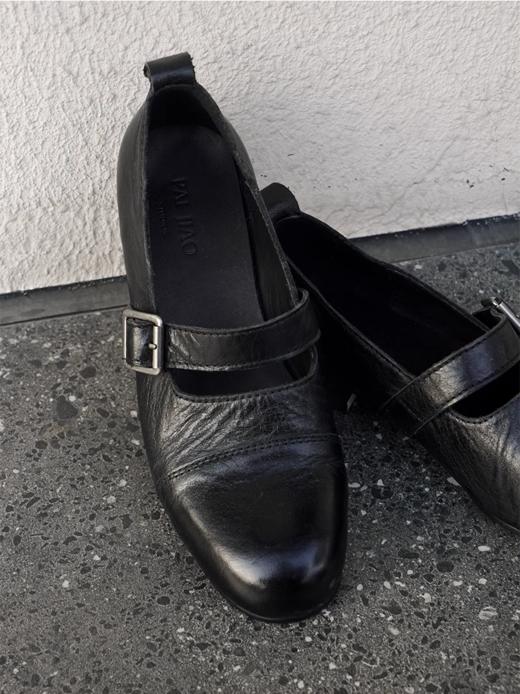 步履不停/3A65001C/水洗马皮真皮女鞋复古学院风玛丽珍鞋奶奶鞋 商品图1