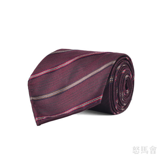 酒红色斜纹蚕丝手工领带 商品图0