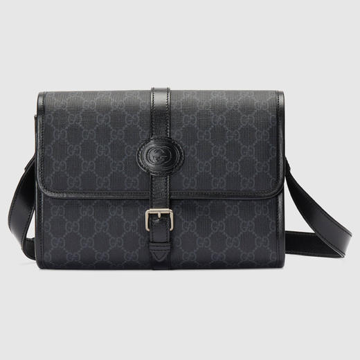 GUCCI 古驰 男士饰互扣式双G印花GG邮差包 黑色 745679 92TCN 1000 商品图0