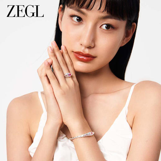 ZEGL设计师肌理系列彩色锆石开口戒指女小众设计高级感指环食指戒 商品图5