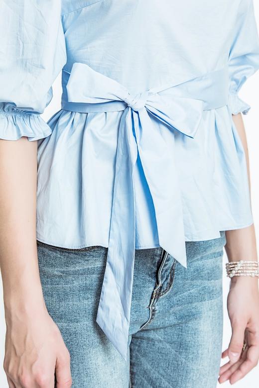 OCHIRLY欧时力 圆领泡泡袖系带上衣 3476 商品图4