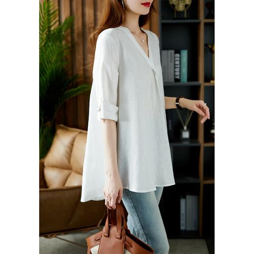 【现货7天】气质亚麻衬衫女2023夏季新款韩版设计感小众宽松休闲小衫上衣 商品图3