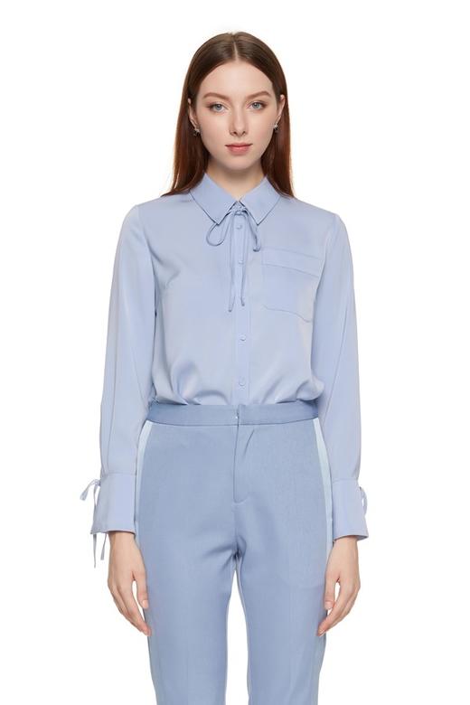 OCTAVIA 甜美风蓝色系带衬衣 7836 商品图0