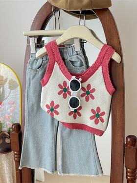 【新款花朵毛线马甲】秋季新款女童花朵毛线马甲女，宝宝针织衫，坎肩婴儿毛衣背心百搭lish