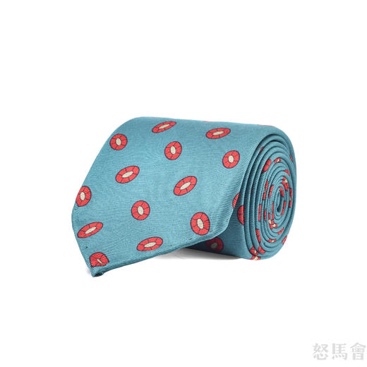 绿松石蓝色波点蚕丝手工领带 商品图0