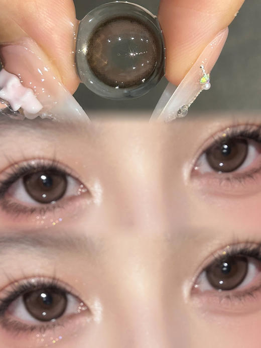 LOVE Puppy 恋爱狗狗眼粉棕「含硅水凝胶」年抛型 250/275/350/400/425/450/500/550/600/650/700度缺，其他度数货全！ 商品图0